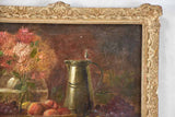 19th century still life with grapes & a bouquet of dahlias 19¾" x  23¼"