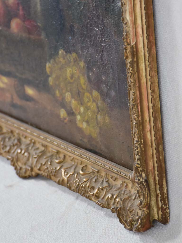 19th century still life with grapes & a bouquet of dahlias 19¾" x  23¼"