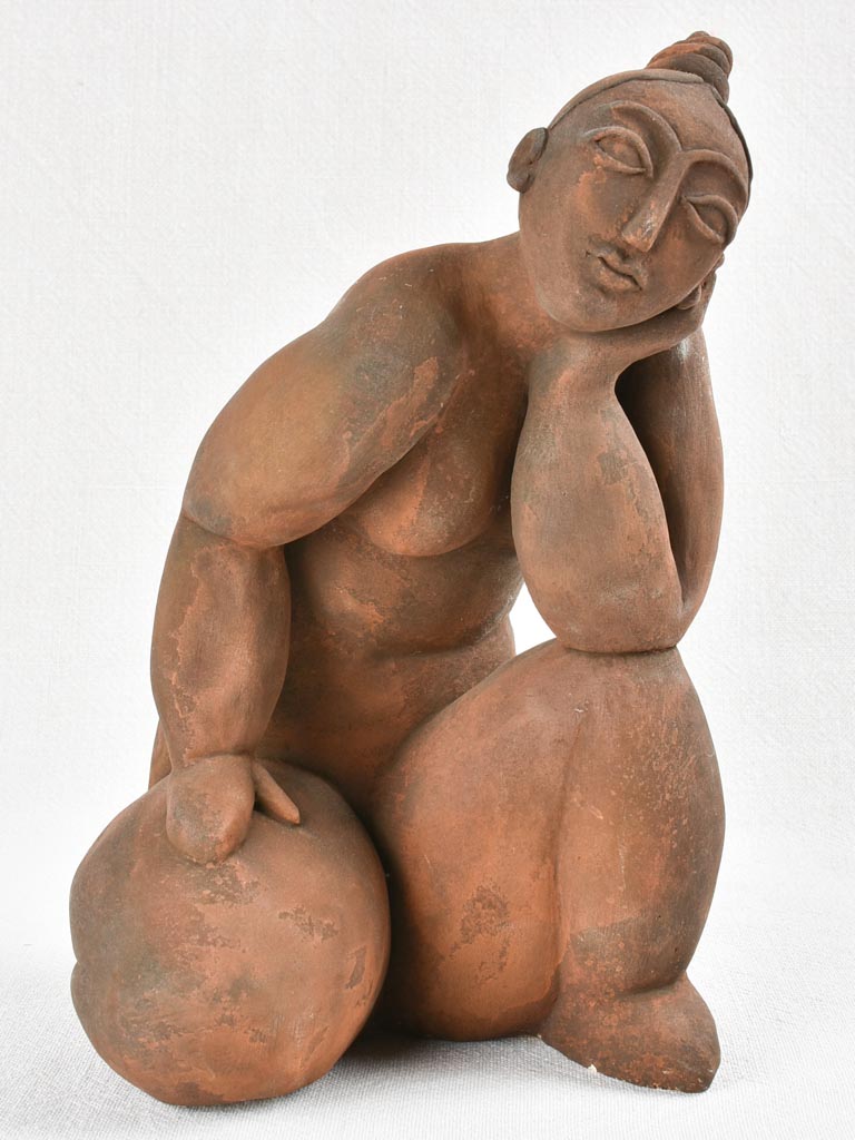 1950s clay sculpture of a lady 11¾"