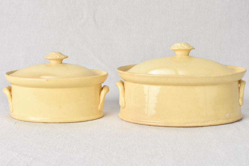 2 yellow ware terrine molds from Apt 19th century