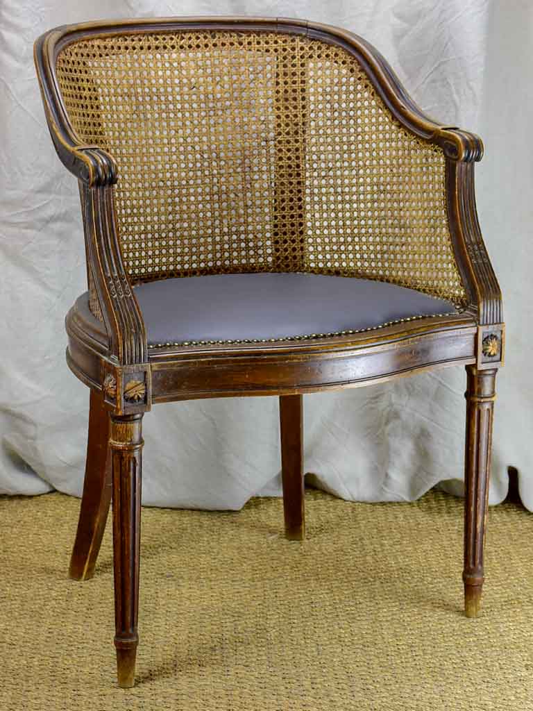 Antique Louis XVI cane desk armchair