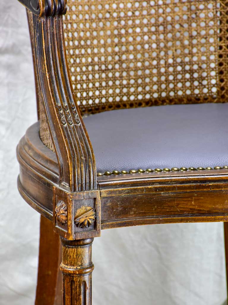Antique Louis XVI cane desk armchair