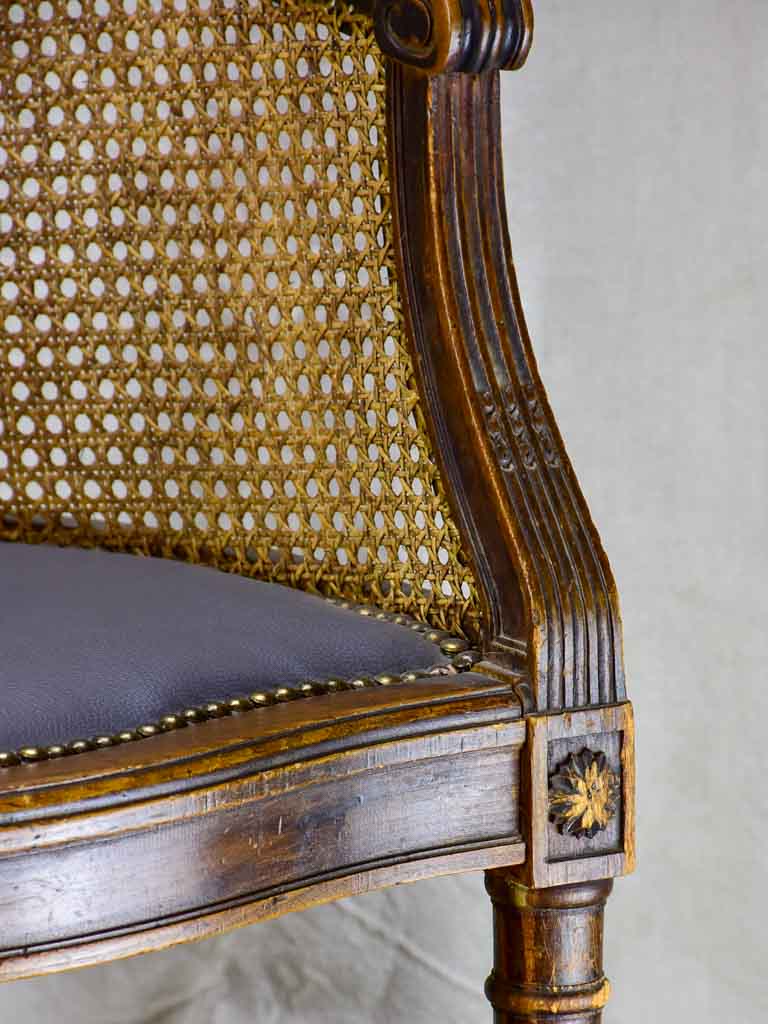 Antique Louis XVI cane desk armchair