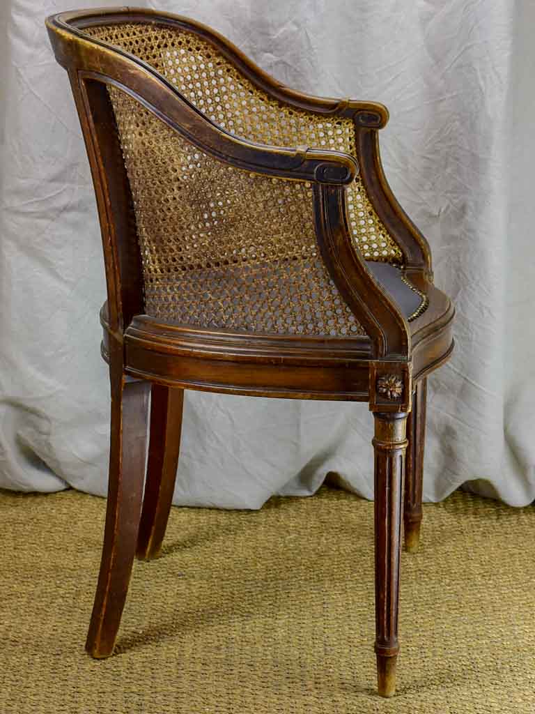 Antique Louis XVI cane desk armchair