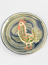 Vintage hand painted dish with rooster 11¾"
