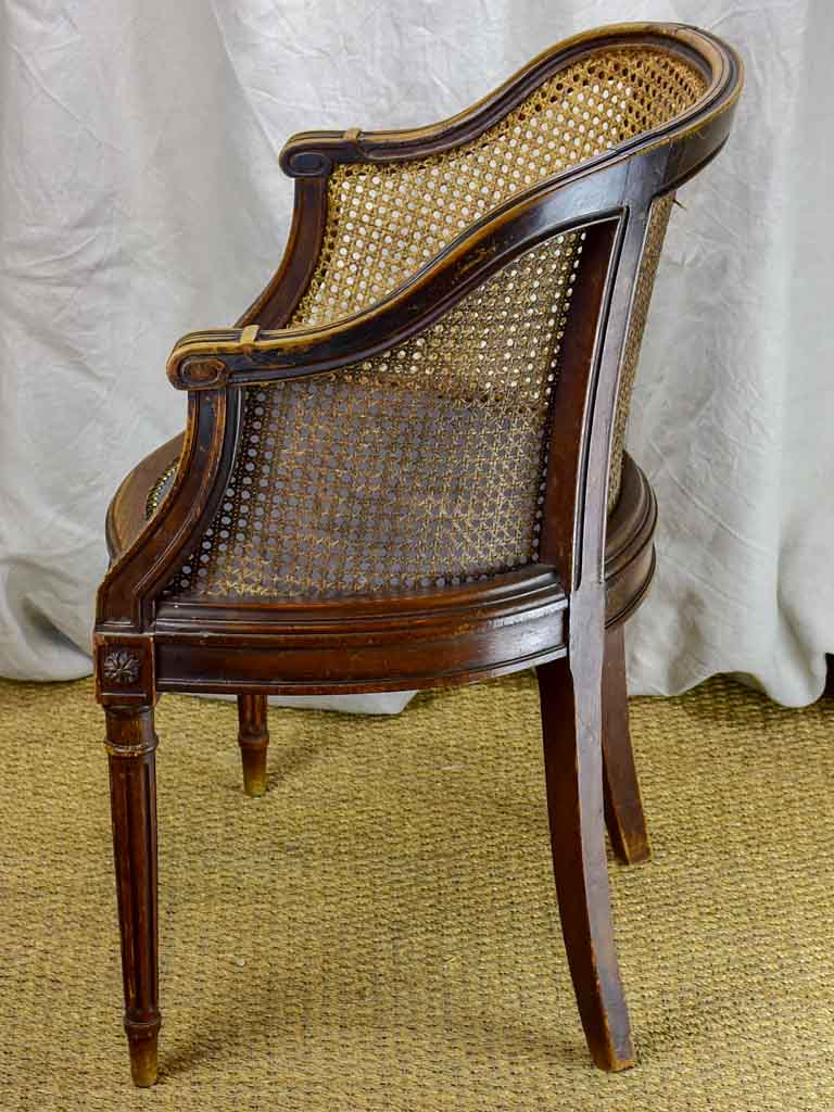 Antique Louis XVI cane desk armchair