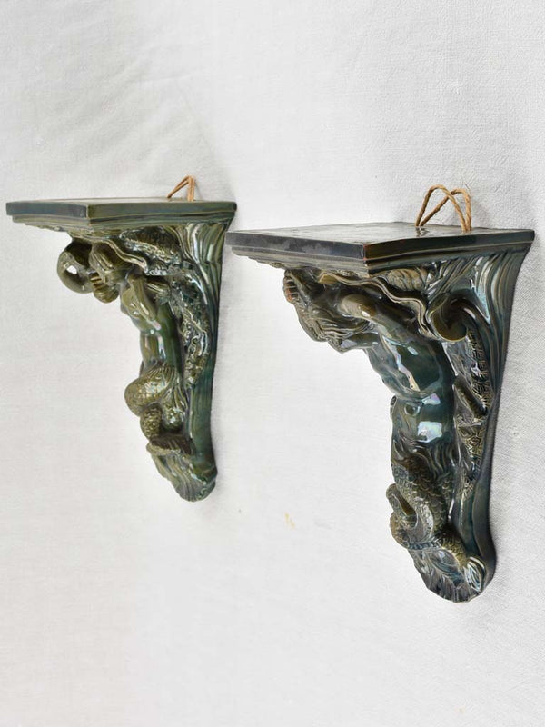 Pair of 19th century ceramic wall brackets - Vallauris