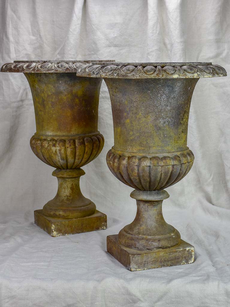 Pair of 19th-century French Medici urns 20"