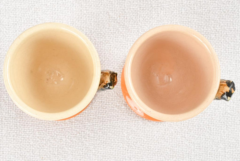 Pair of egg cups with cicadas - Sicard Vallauris 2¾"