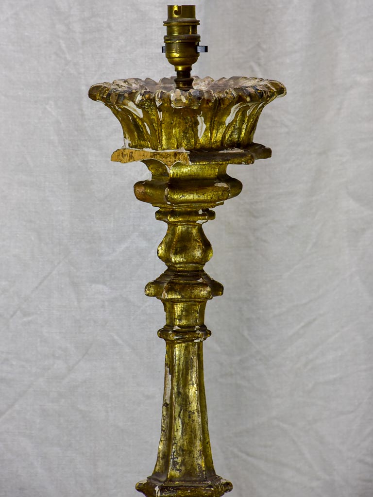 Very large 18th Century church candlestick lamp