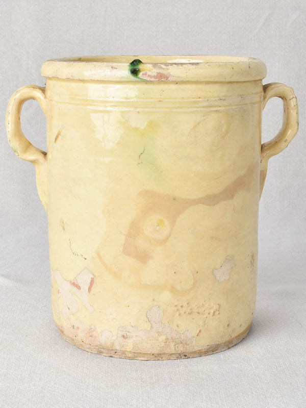 Antique yellow Provencal glazed preserving pot