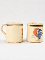 1940s French country style rooster mugs