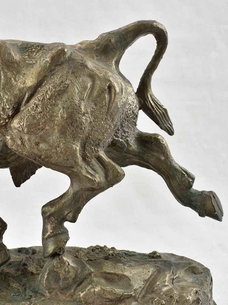 Majestic bronze fighting bull statue