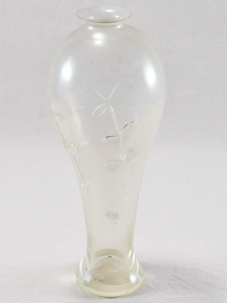 Decorative floral design vintage glass vase