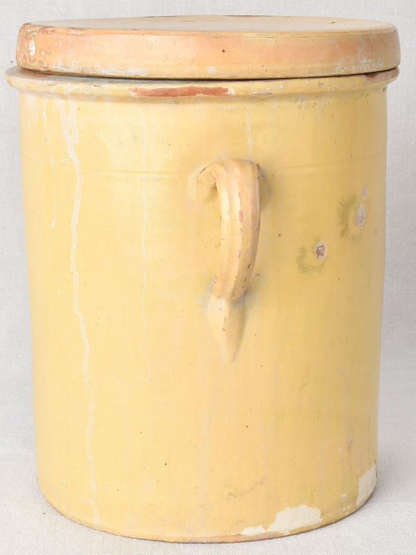 Large lidded 19th century Provencal preserving pot 13"