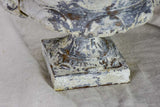 Pair of antique French Medici urns with large handles and white patina