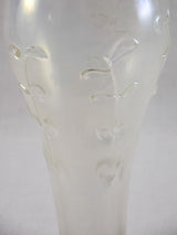 Vintage signed floral design blown glass vase