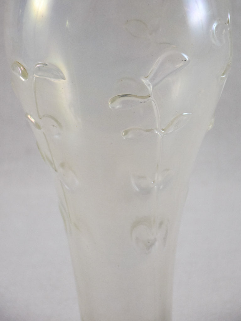 Vintage signed floral design blown glass vase