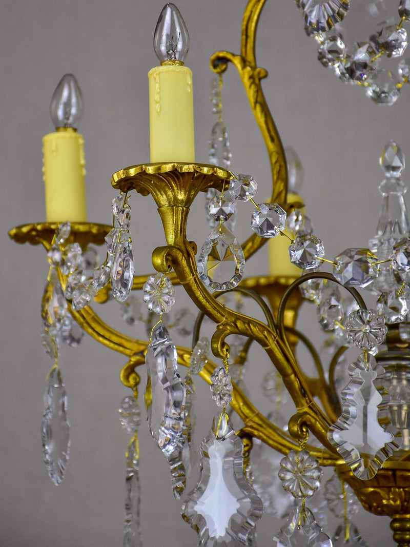 Antique French crystal chandelier - 6 lights