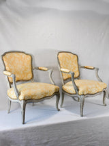 Small pair of Louis XV style fireside armchairs