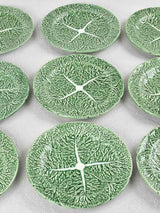 12 vintage barbotine cabbage leaf plates 8¾"