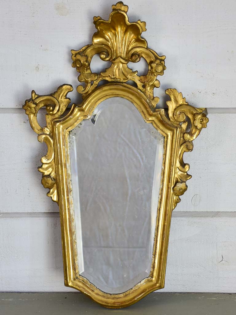 Louis XV mirror with gilt frame and beveled glass 24½" x 15"