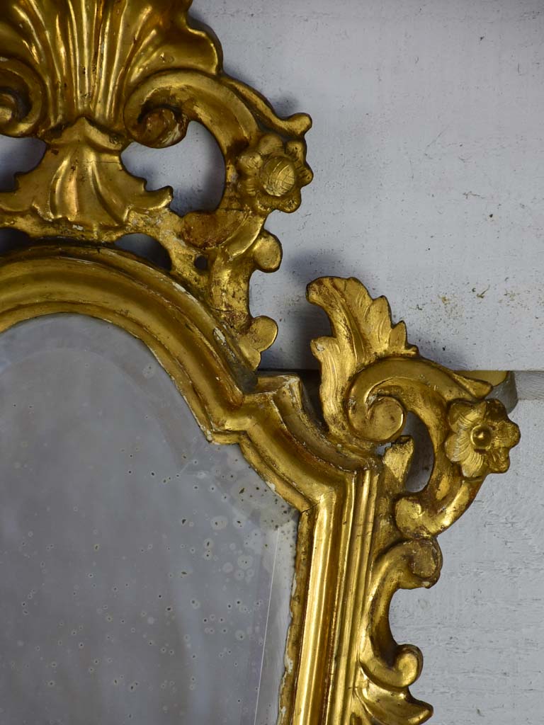 Louis XV mirror with gilt frame and beveled glass 24½" x 15"