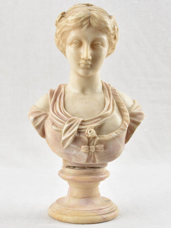 Alabaster female bust - Jean-Baptiste Greuze (1725-1805) - 15¾"