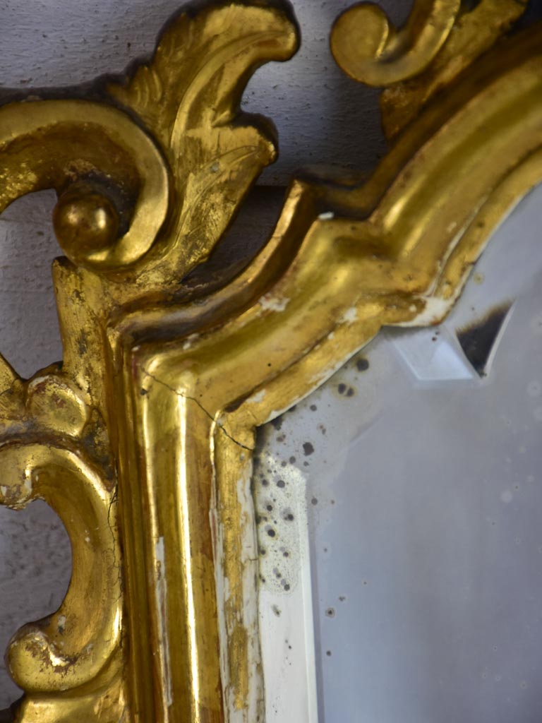 Louis XV mirror with gilt frame and beveled glass 24½" x 15"