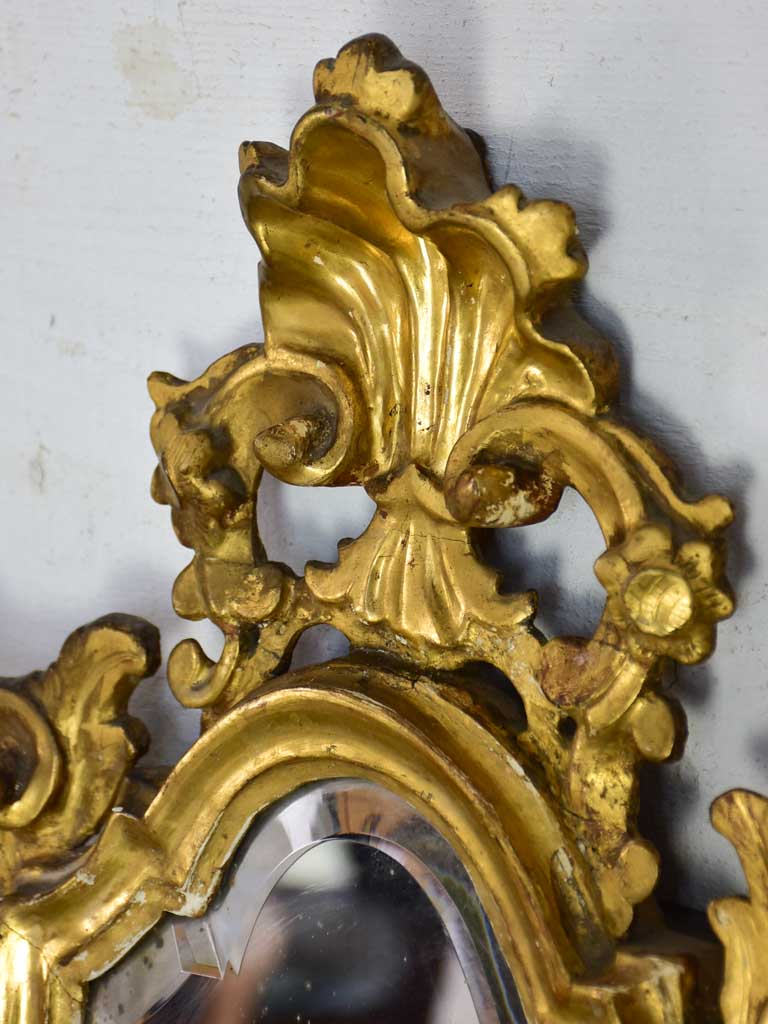 Louis XV mirror with gilt frame and beveled glass 24½" x 15"