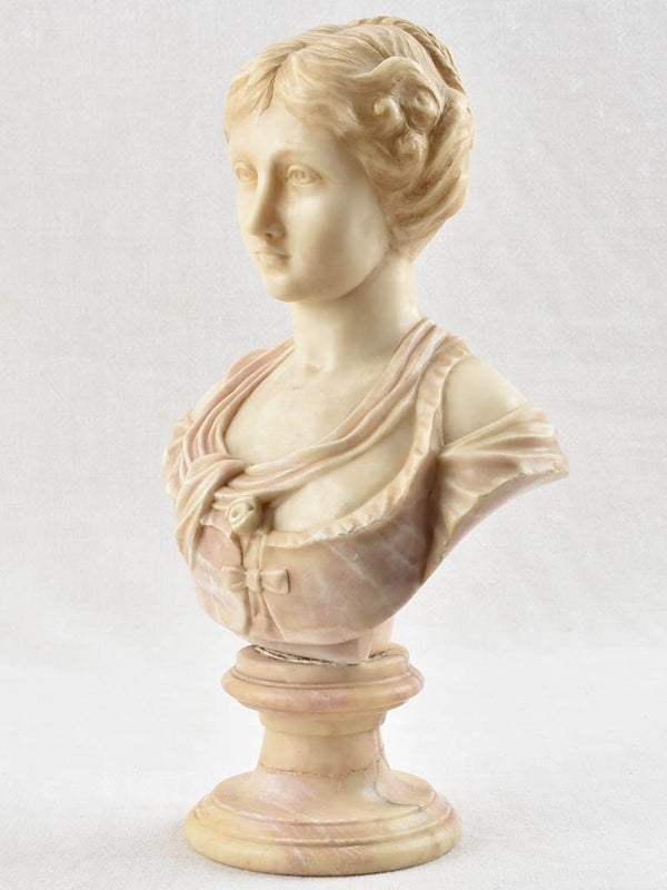 Alabaster female bust - Jean-Baptiste Greuze (1725-1805) - 15¾"