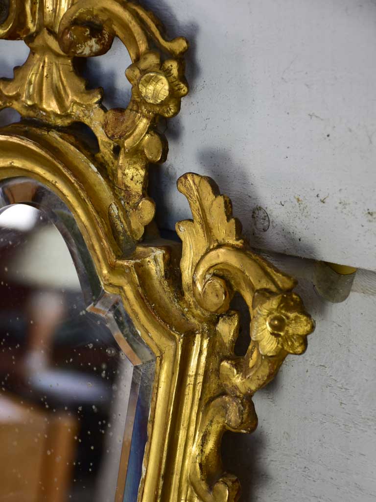 Louis XV mirror with gilt frame and beveled glass 24½" x 15"