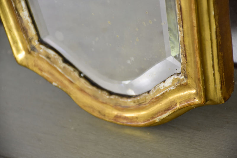 Louis XV mirror with gilt frame and beveled glass 24½" x 15"