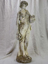 French sculpture of a draped lady collecting water 35"
