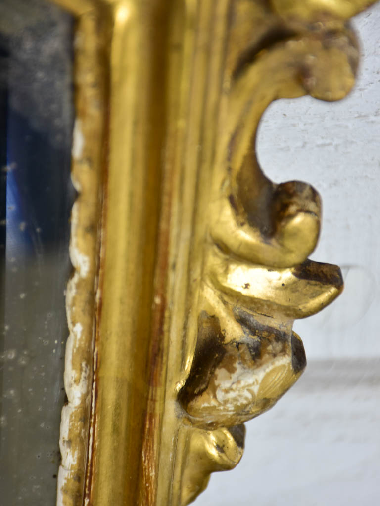 Louis XV mirror with gilt frame and beveled glass 24½" x 15"