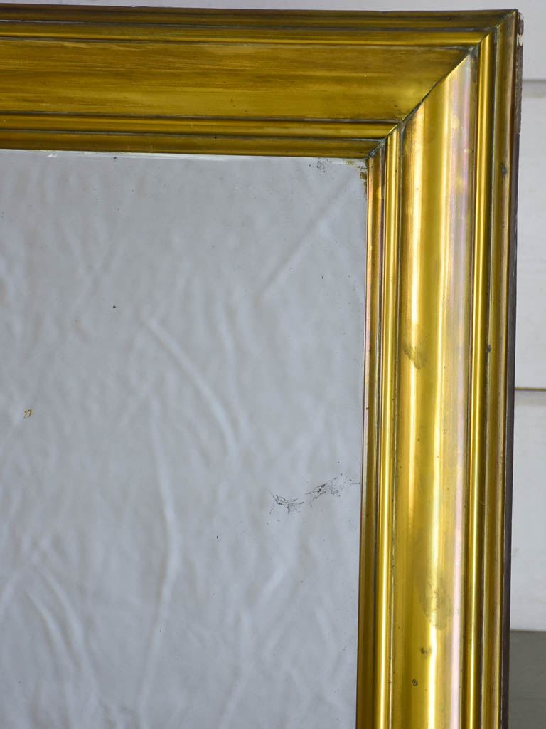 Large early 20th Century French bistro mirror with brass frame and original mirror 32¼" x 53½"
