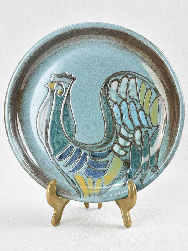 Vintage stylized Dieulefit rooster detailed plate