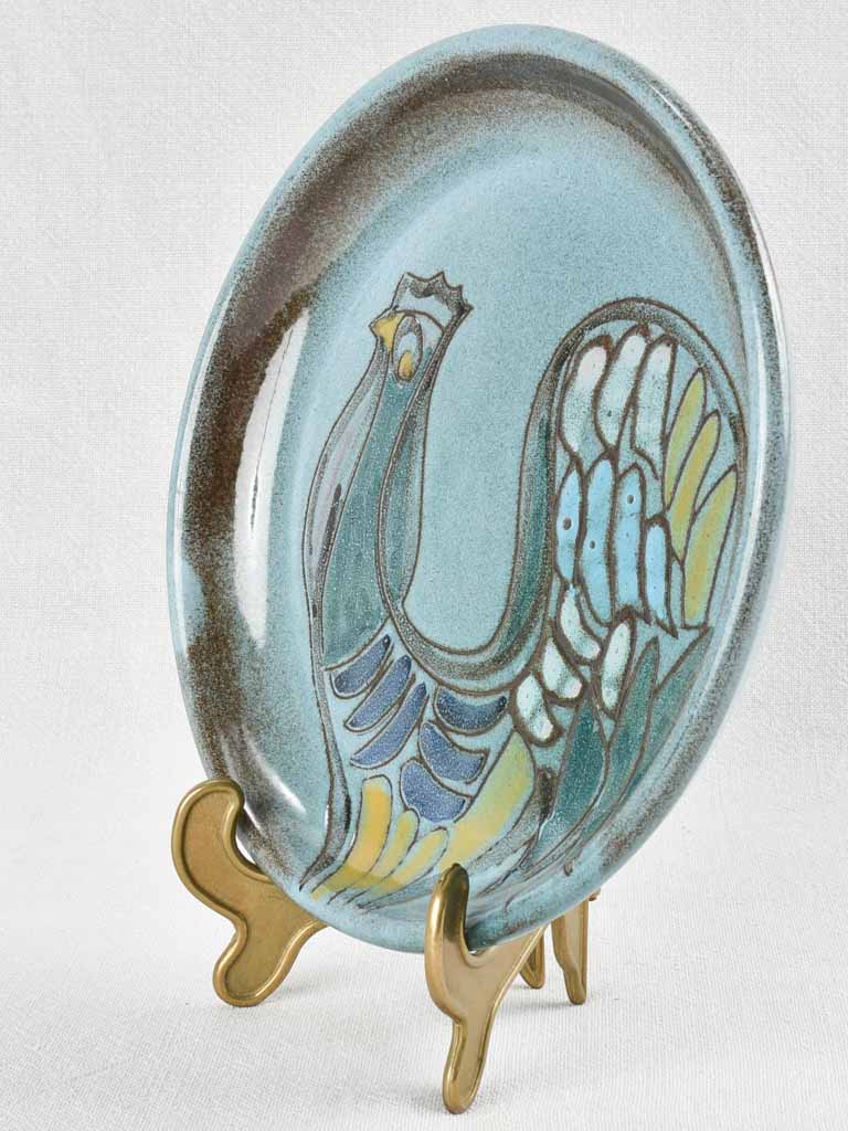 Antique French Dieulefit rooster kitchen plate