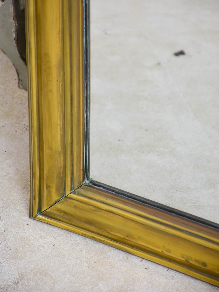 Large early 20th Century French bistro mirror with brass frame and original mirror 32¼" x 53½"