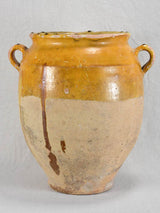 Extra large antique French confit pot with yellow glaze 14½"