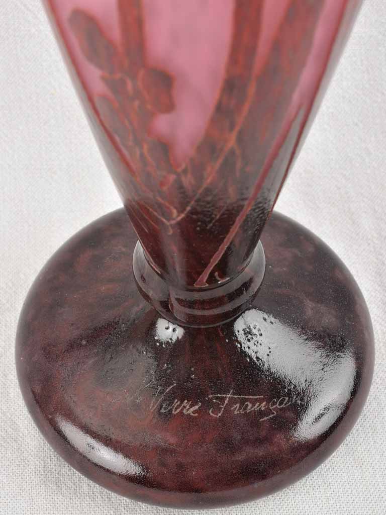 Antique pate de verre vase - Le Verre Français - 19¼"