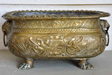 Ornate Brass Planter with Lion Details