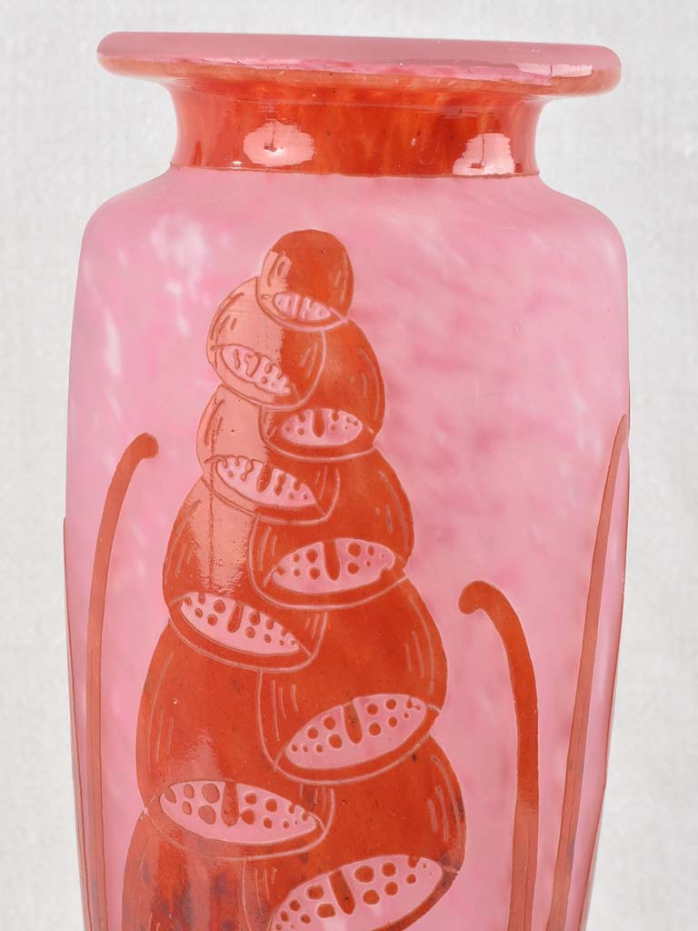 Antique pate de verre vase - Le Verre Français - 19¼"