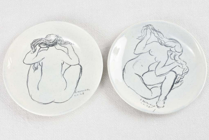 Pair of plates with figurative drawings 1978 - 8¼"