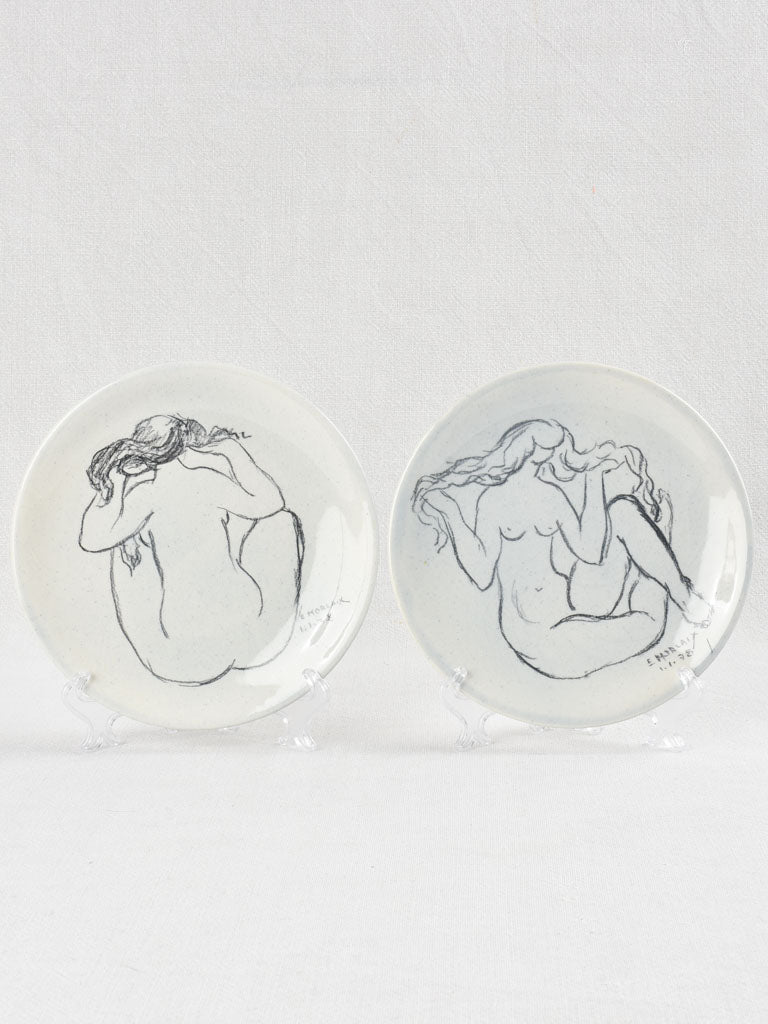 Pair of plates with figurative drawings 1978 - 8¼"