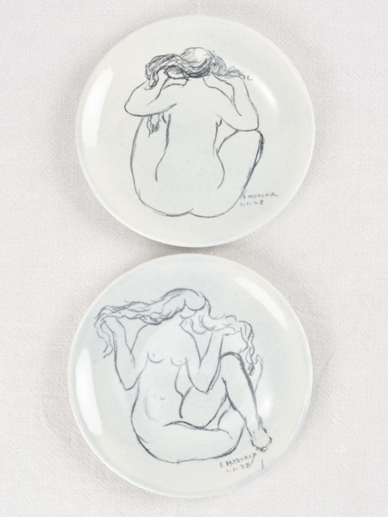 Pair of plates with figurative drawings 1978 - 8¼"