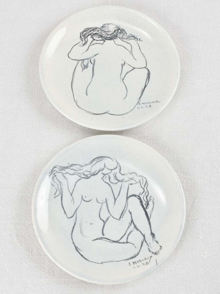 Pair of plates with figurative drawings 1978 - 8¼"