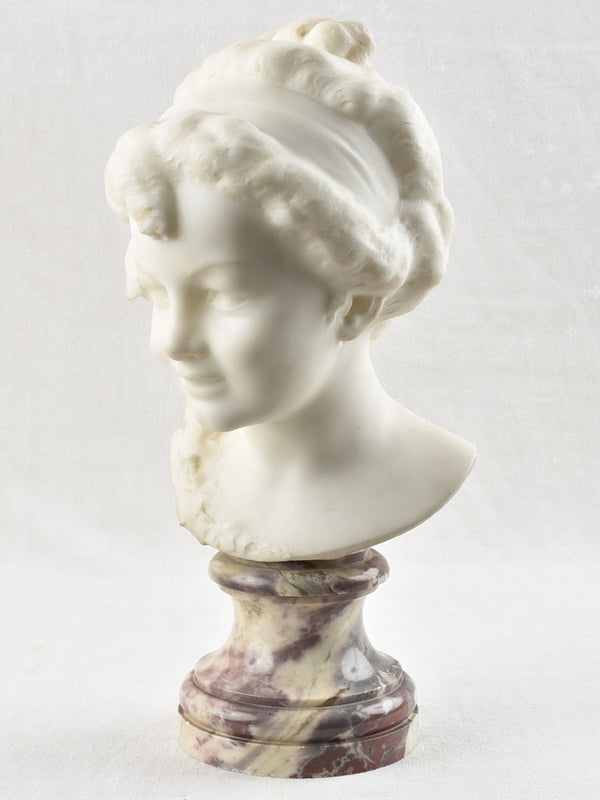 Marble bust of a Bacchante - 19th century - C. Pironnella - 17¾"