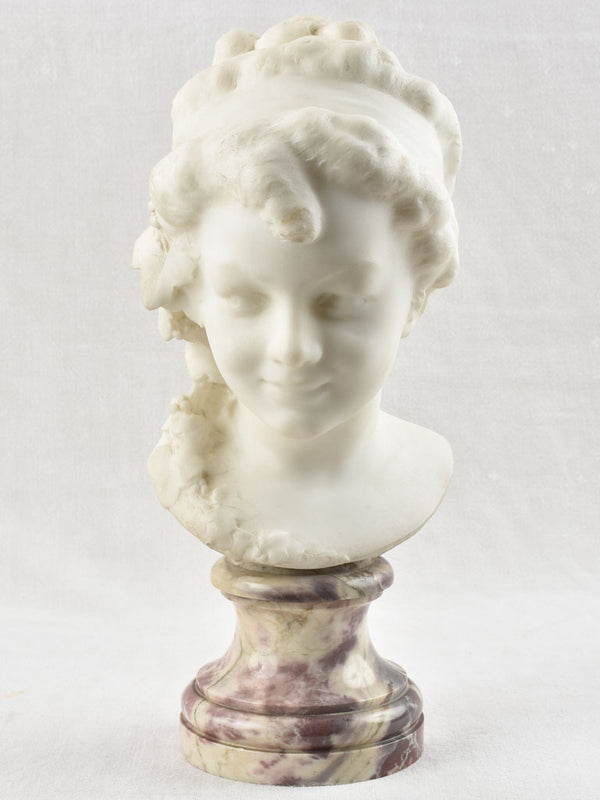 Marble bust of a Bacchante - 19th century - C. Pironnella - 17¾"