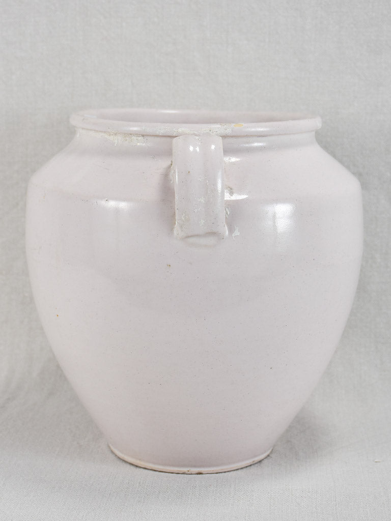 Antique French confit pot with white glaze - Martres Tolosane 9¾"